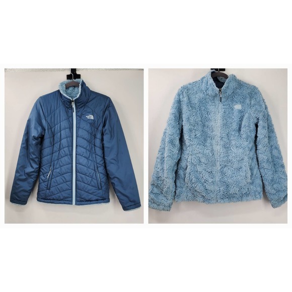 Women's The North‎ Face Reversible Fuzzy Jacket Size Small Blue - Picture 1 of 14